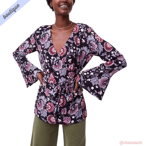 loft floral wrap top